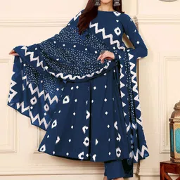 Anni Designer Women Bandhani Printed Anarkali Kurta with Trousers & Dupatta-picture-34