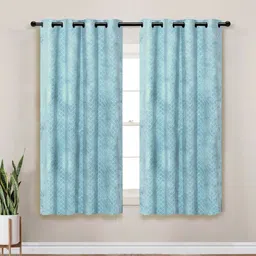 Myntra Elegant Homes Blue Set of 2 Ethnic Motifs Black Out Window Curtain-image-36