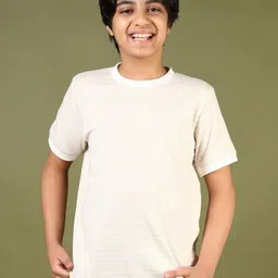 V-Mart Boys Striped Drop-Shoulder Sleeves Raw Edge T-shirt-image-47