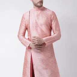 DEYANN Men Pink Solid Straight Kurta-image-7