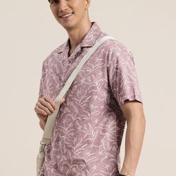HERE&NOW Pure Cotton Floral Printed Relaxed Fit Casual Shirt-image-59