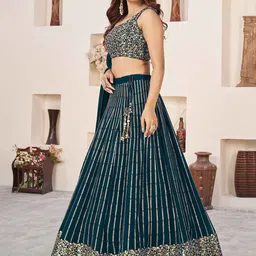 DIVASTRI Embellished Sequinned Semi-Stitched Lehenga & Unstitched Blouse With Dupatta image 3