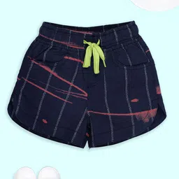 KiddoPanti Girls Checked Printed Regular Fit Mid-Rise Hot Pants Shorts-image-7