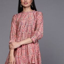 Libas Beige & Pink Ethnic Printed Kurti-image-11