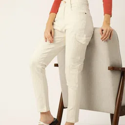 Mast & Harbour Relaxed Fit High-Rise Pure Cotton Cargo Jeans-picture-21
