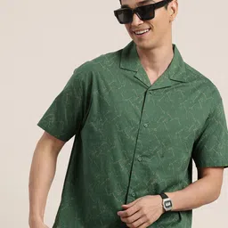 HERE&NOW Pure Cotton Abstract Printed Relaxed Fit Casual Shirt-picture-43