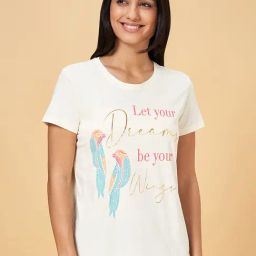 Dreamz by Pantaloons Cream Cotton Graphic Print T-Shirt-picture-37