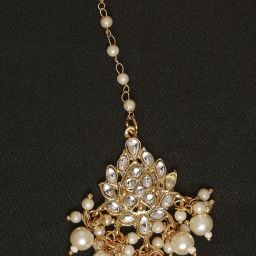 Oomph Gold Kundan Delicate Floral Wedding Maang Tikka-image-87