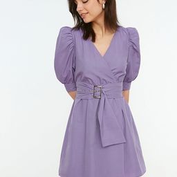 Trendyol Lavender Solid Wrap Dress-image-38