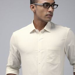 Arrow Manhattan Slim Fit Self-Striped Pure Cotton Formal Shirt-image-23