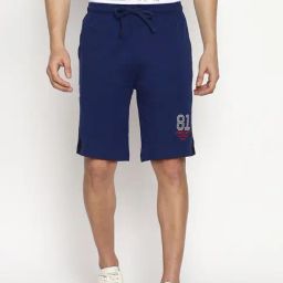 Van Heusen Athleisure Regular Fit Smart Tech Easy Stain Release Solid Knit Shorts - Blue Depth-picture-4