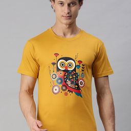 BRATMA Men Mustard Yellow Printed T-shirt-image-77