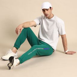 United Colors of Benetton Men Pure Cotton Brand Logo Printed Joggers-image-97