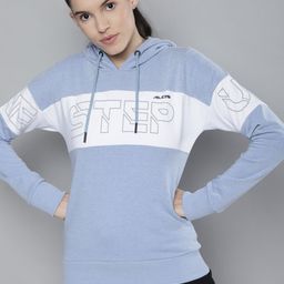 Alcis Women Blue Printed Hooded Sweatshirt-image-99