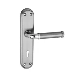 DiSS 203.2 mm (8 Inch) Brass and Iron SS Finish Door Handle Set With Lock-image-101