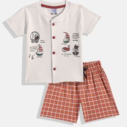 Kidszi Infant Boys Pure Cotton Animal Graphic Printed Shirt with Shorts-picture-6