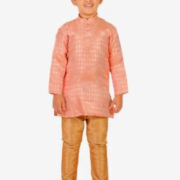 Pro-Ethic Style Developer Kids Dark Peach & Beige Printed Full Sleeves Kurta with Pyjamas-47