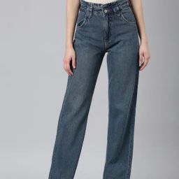 SHOWOFF Blue Denim Flared Fit Mid Rise Jeans-image-97