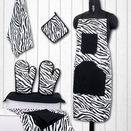 SWAYAM Unisex Black & White Cotton Kitchen Linen Set-15