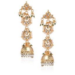 Bamboo Tree Jewels Gold-Toned Handcrafted Classic Jhumkas-image-64