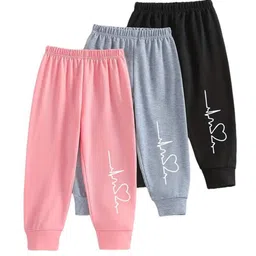 BAESD Girls Pack Of 3 Printed Pure Cotton Mid-Rise Joggers-34