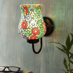 Devansh White & Blue Mosaic Contemporary Wallchiere Lamp-32