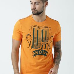 Huetrap Men Orange Printed Round Neck T-shirt-image-9
