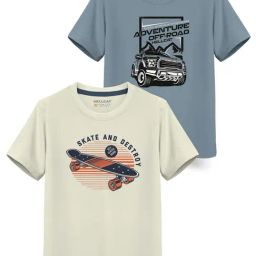 HELLCAT Kids Grey & White Printed T-Shirt (Pack Of 2)-image-12