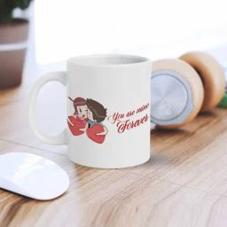 eCraftIndia White Ceramic Cute Couple Holding Hearts Quote Printed Coffee Mug (0.25 L)-15