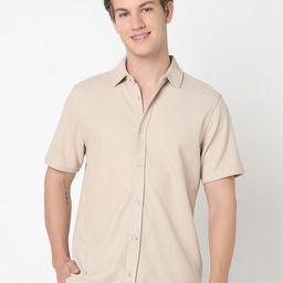 R&B Spread Collar Short Sleeves Cotton Shirt-image-29