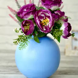 BEHOMA Blue Metal Ball Flower Vase-image-79