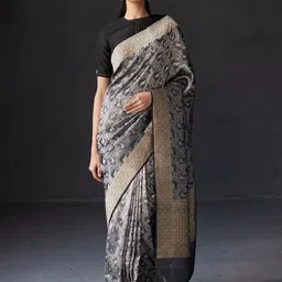 HERE&NOW Woven Design Zari Pure Silk Banarasi Saree-image-99