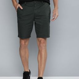 Mast & Harbour Men Charcoal Solid Regular Fit Chino Shorts-image-92