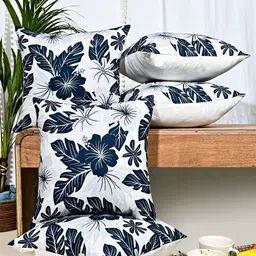 ANWYN Blue & Pink Set of 5 Floral Square Cushion Covers-47