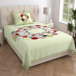 Jaipuri Printed Single Bed Bedsheet with Pillow Cover-image-99
