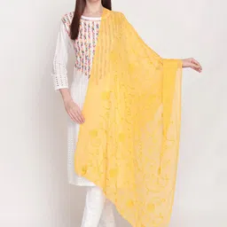 Dupatta Bazaar Women Yellow Embroidered Dupatta-image-53