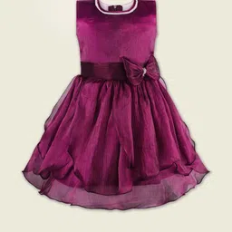 Girls Solid No Sleeve Fit and Flare Frock Dress-25