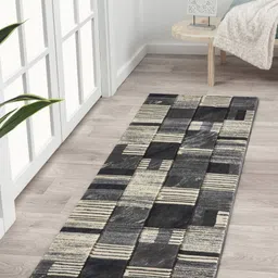 OBSESSIONS Grey Geometric Bedside Runner-21