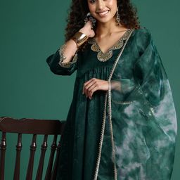 Sangria Sequined Satin Finish Velvet Finish Kurta Set With Dupatta-picture-15