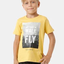 Kate & Oscar Kids Yellow Cotton Printed T-Shirt-picture-24