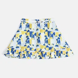 ELLE Girls White & Yellow Printed A-Line Skirt-image-30