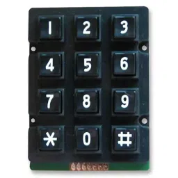 Multicomp KEYPAD, IP67 Black Plastic 3X4, MCAK207NBBWWP-45