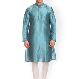 Wintage Men Blue & White Solid Kurta with Pyjamas-picture-54