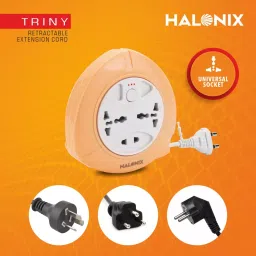 Halonix Triny Retractable Extension Cord with Universal Socket, , 4 Meter Cord (Orange) image 4