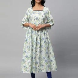 Aurelia Off-White Cotton Printed A Line Kurta-image-59