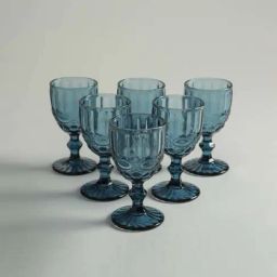 Home4U Rouchere Blue & Transparent Glass Tumbler (0.25 L) - Set of 6-21