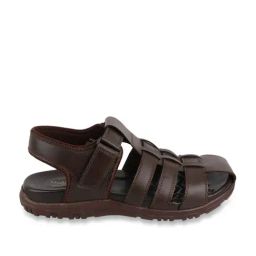 MediFeet Men's Peek-a-Toe Brown Fisherman Sandals-image-41