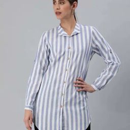 London Rag Blue & White Striped Shirt-image-48