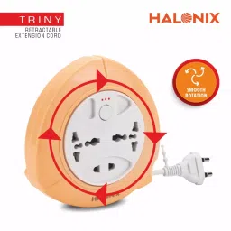 Halonix Triny Retractable Extension Cord with Universal Socket, , 4 Meter Cord (Orange) image 5