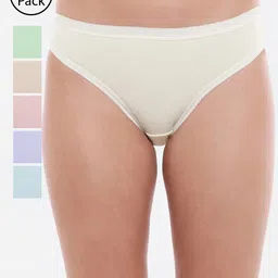 Bodycare Women Pack Of 6 Assorted Solid Bikini Briefs 84-6PCS-image-65